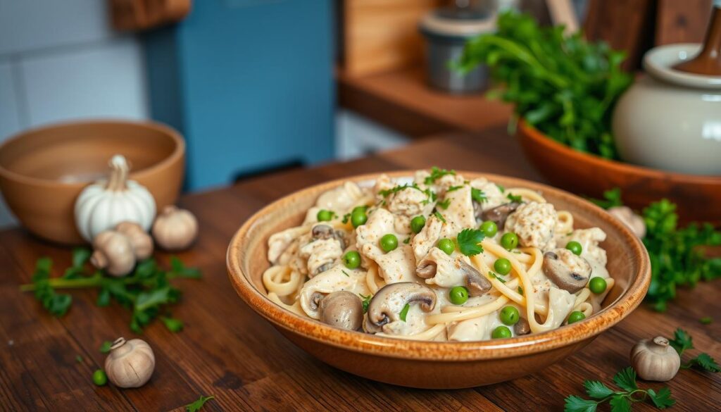 Serving turkey tetrazzini