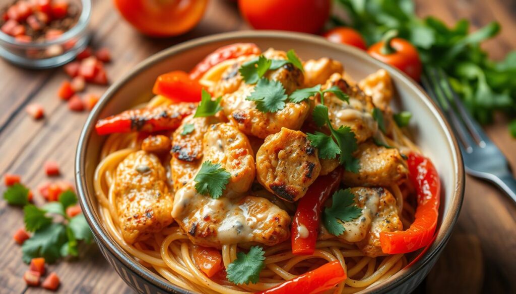 Spicy Rotel Chicken Spaghetti