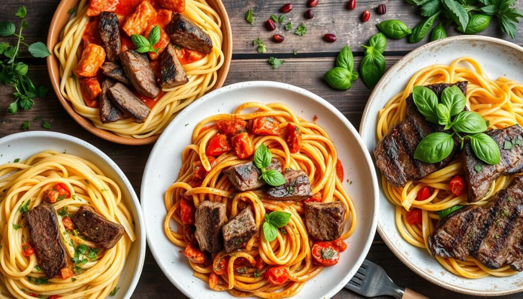 Steak pasta variations