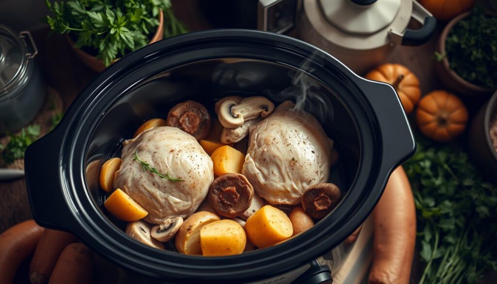 chicken mushroom potatoes crock pot recipe