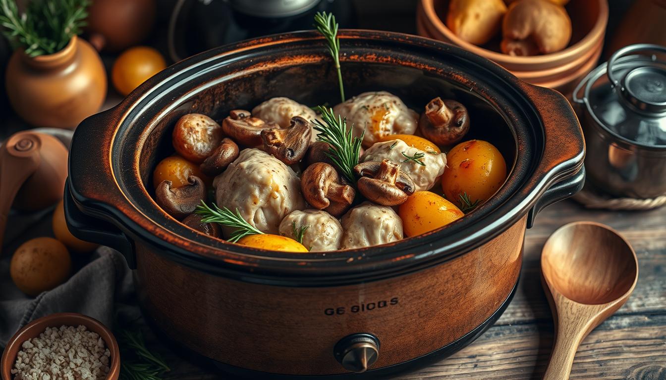 chicken mushroom potatoes rosemary crock pot recipe