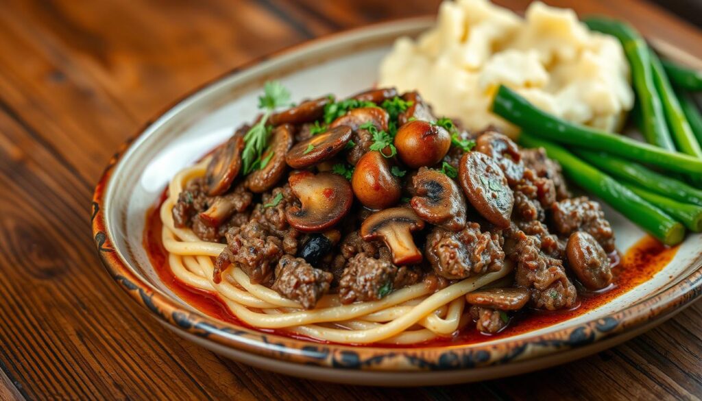 ground beef and mushroom dish