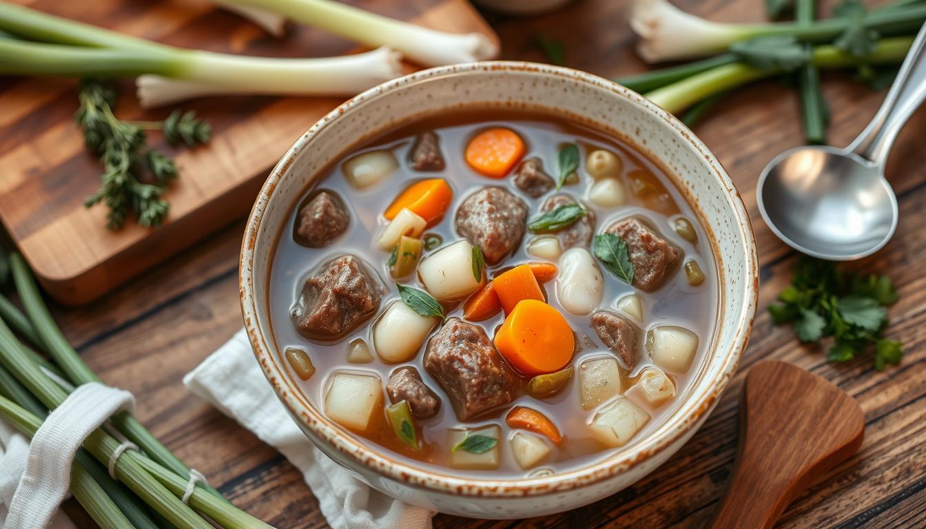 recipe for soup using leeks and beef