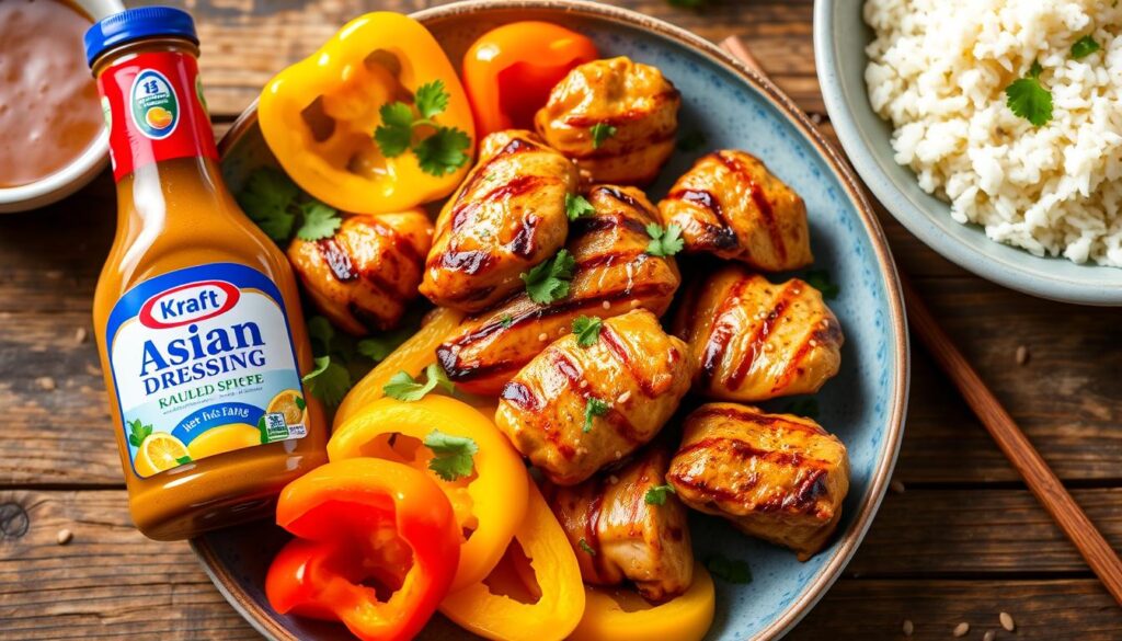 recipes using kraft asian dressing chicken and yellow peppers